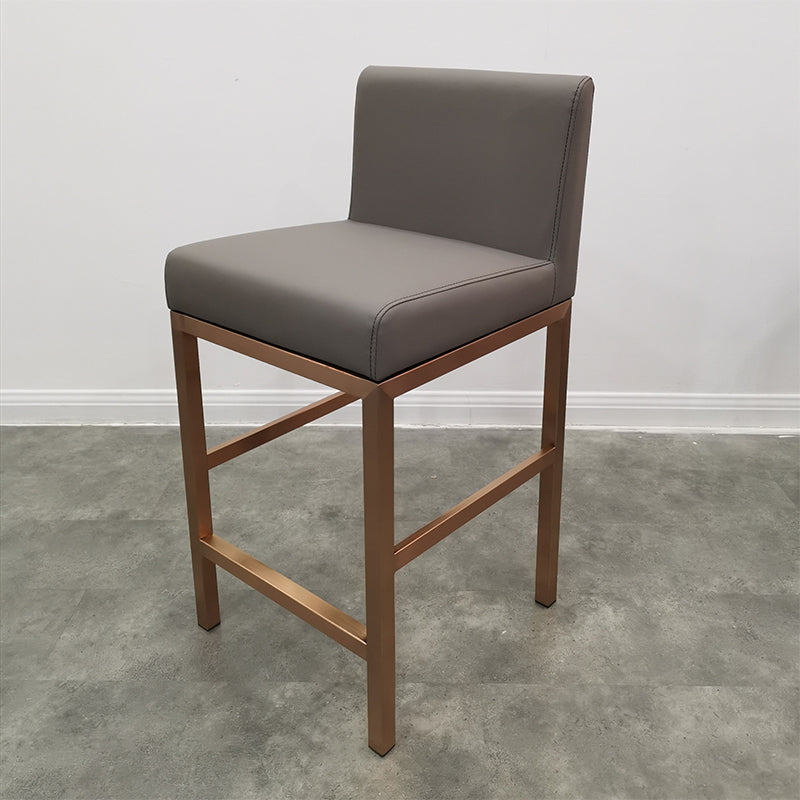 Glam Armless Backrest Counter Stool Stainless Steel Jewelry Store Bar Stool with Cushion Dark Gray Rose Gold 1 Piece Clearhalo 'Bar Furniture' 'Bar Stools' 'bar_stools' 'furn' 'furn_bar_stools' 'furniture_bar_stools' 'Kitchen & Dining Furniture' 'kitchen&dining_furn' 'kitchen' 'kitchen_furn' Furniture' 4296776