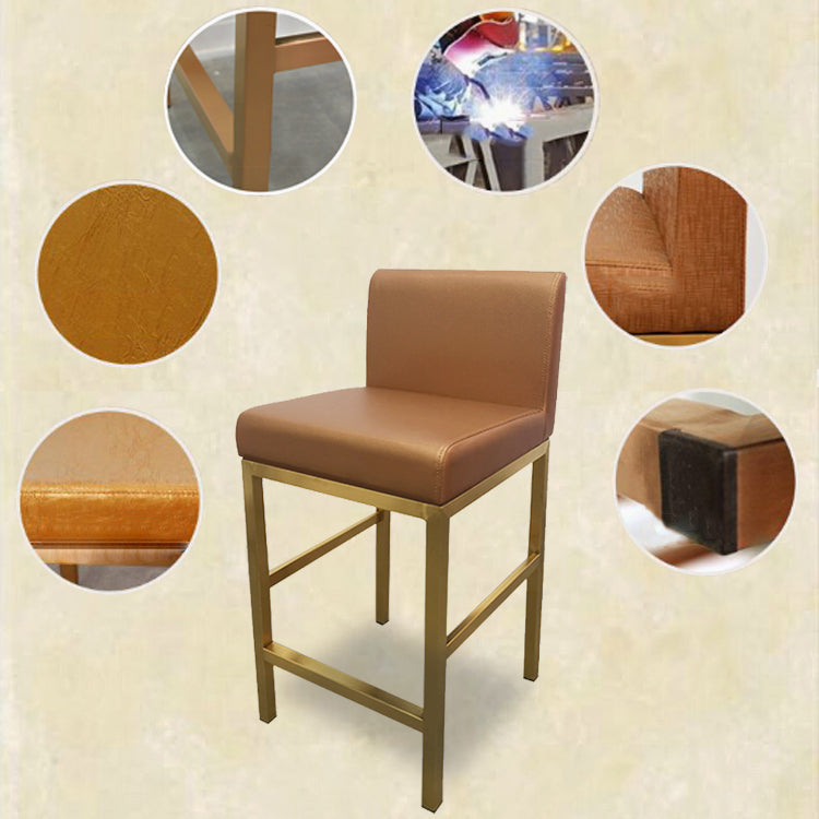 Glam Armless Backrest Counter Stool Stainless Steel Jewelry Store Bar Stool with Cushion Clearhalo 'Bar Furniture' 'Bar Stools' 'bar_stools' 'furn' 'furn_bar_stools' 'furniture_bar_stools' 'Kitchen & Dining Furniture' 'kitchen&dining_furn' 'kitchen' 'kitchen_furn' Furniture' 4296777