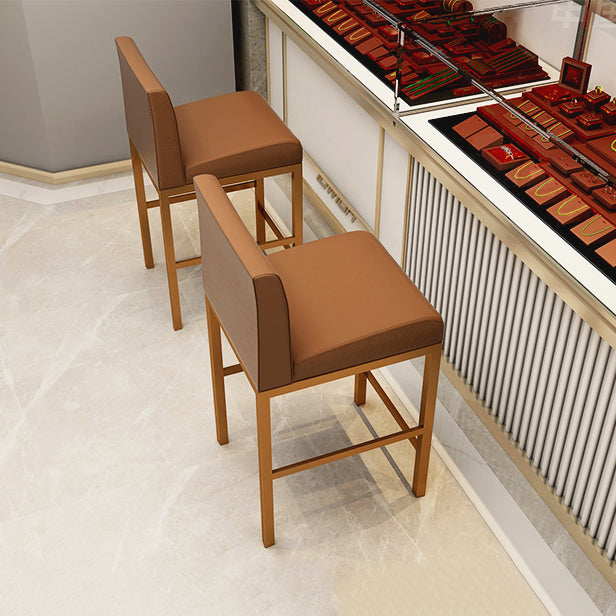 Glam Armless Backrest Counter Stool Stainless Steel Jewelry Store Bar Stool with Cushion Clearhalo 'Bar Furniture' 'Bar Stools' 'bar_stools' 'furn' 'furn_bar_stools' 'furniture_bar_stools' 'Kitchen & Dining Furniture' 'kitchen&dining_furn' 'kitchen' 'kitchen_furn' Furniture' 4296779