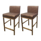 Glam Armless Backrest Counter Stool Stainless Steel Jewelry Store Bar Stool with Cushion Brown Rose Gold 2 Piece Set Clearhalo 'Bar Furniture' 'Bar Stools' 'bar_stools' 'furn' 'furn_bar_stools' 'furniture_bar_stools' 'Kitchen & Dining Furniture' 'kitchen&dining_furn' 'kitchen' 'kitchen_furn' Furniture' 4296783