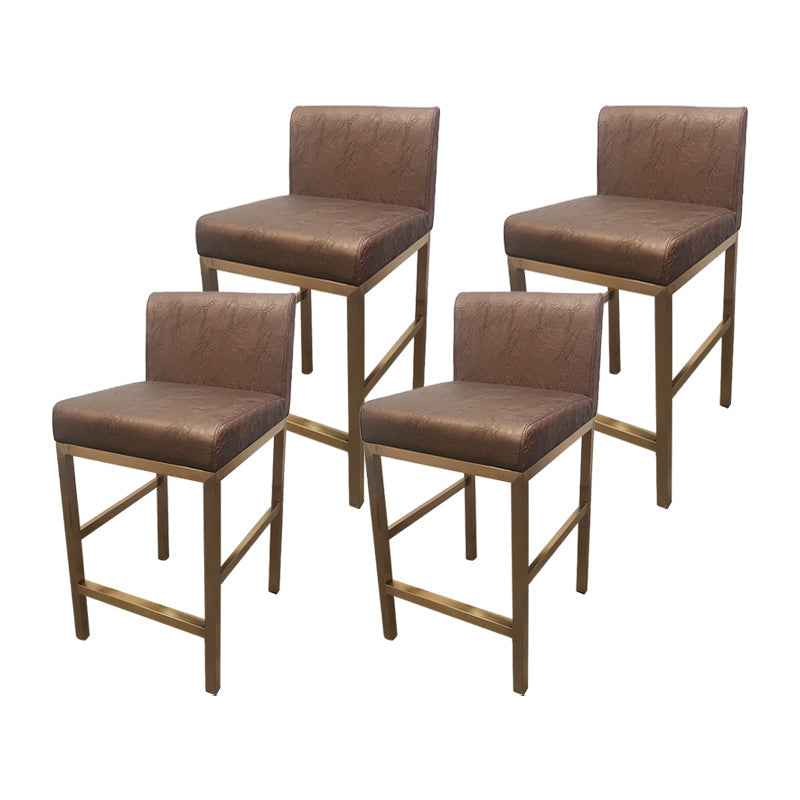 Glam Armless Backrest Counter Stool Stainless Steel Jewelry Store Bar Stool with Cushion Brown Rose Gold 4 Piece Set Clearhalo 'Bar Furniture' 'Bar Stools' 'bar_stools' 'furn' 'furn_bar_stools' 'furniture_bar_stools' 'Kitchen & Dining Furniture' 'kitchen&dining_furn' 'kitchen' 'kitchen_furn' Furniture' 4296784