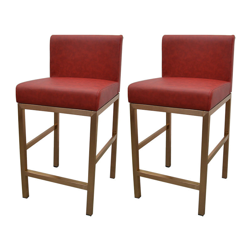 Glam Armless Backrest Counter Stool Stainless Steel Jewelry Store Bar Stool with Cushion Red Rose Gold 2 Piece Set Clearhalo 'Bar Furniture' 'Bar Stools' 'bar_stools' 'furn' 'furn_bar_stools' 'furniture_bar_stools' 'Kitchen & Dining Furniture' 'kitchen&dining_furn' 'kitchen' 'kitchen_furn' Furniture' 4296786
