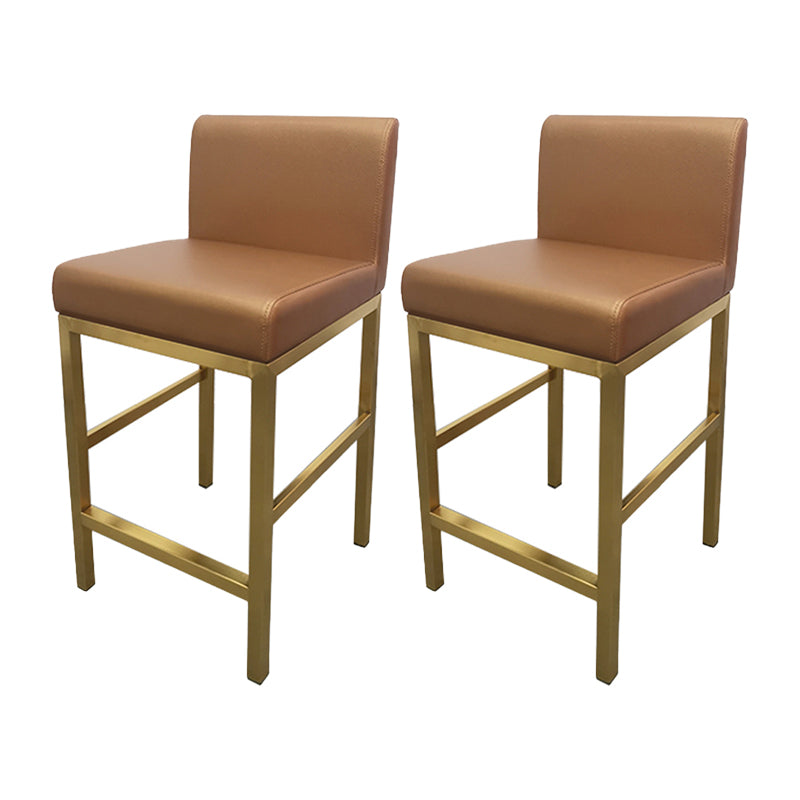 Glam Armless Backrest Counter Stool Stainless Steel Jewelry Store Bar Stool with Cushion Gold Gold 2 Piece Set Clearhalo 'Bar Furniture' 'Bar Stools' 'bar_stools' 'furn' 'furn_bar_stools' 'furniture_bar_stools' 'Kitchen & Dining Furniture' 'kitchen&dining_furn' 'kitchen' 'kitchen_furn' Furniture' 4296788