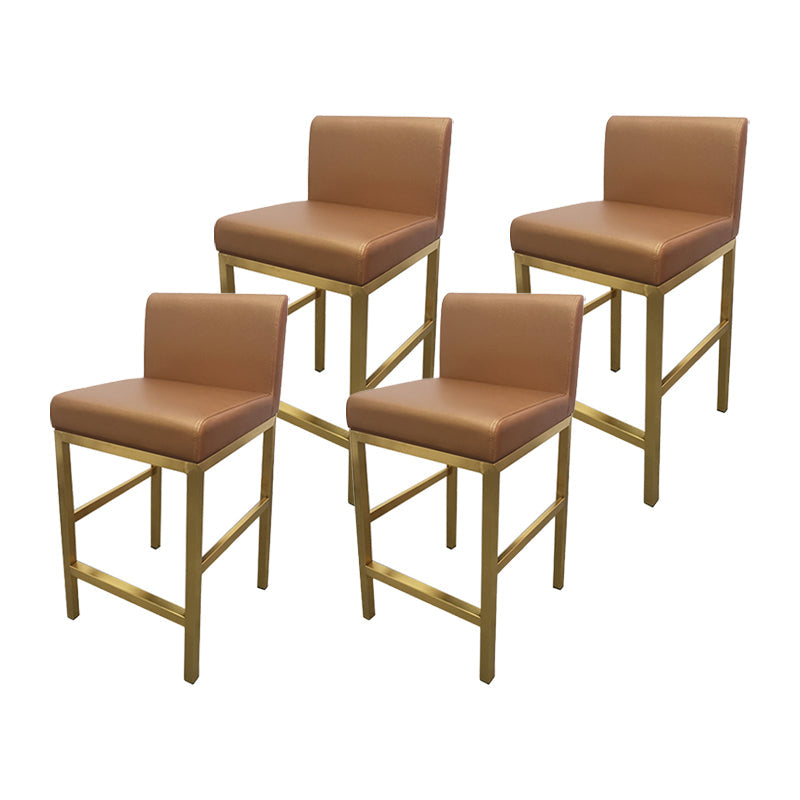 Glam Armless Backrest Counter Stool Stainless Steel Jewelry Store Bar Stool with Cushion Gold Gold 4 Piece Set Clearhalo 'Bar Furniture' 'Bar Stools' 'bar_stools' 'furn' 'furn_bar_stools' 'furniture_bar_stools' 'Kitchen & Dining Furniture' 'kitchen&dining_furn' 'kitchen' 'kitchen_furn' Furniture' 4296789