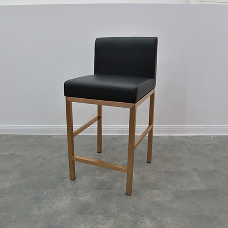 Glam Armless Backrest Counter Stool Stainless Steel Jewelry Store Bar Stool with Cushion Black Rose Gold 1 Piece Clearhalo 'Bar Furniture' 'Bar Stools' 'bar_stools' 'furn' 'furn_bar_stools' 'furniture_bar_stools' 'Kitchen & Dining Furniture' 'kitchen&dining_furn' 'kitchen' 'kitchen_furn' Furniture' 4296790