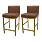 Glam Armless Backrest Counter Stool Stainless Steel Jewelry Store Bar Stool with Cushion Light Brown Gold 2 Piece Set Clearhalo 'Bar Furniture' 'Bar Stools' 'bar_stools' 'furn' 'furn_bar_stools' 'furniture_bar_stools' 'Kitchen & Dining Furniture' 'kitchen&dining_furn' 'kitchen' 'kitchen_furn' Furniture' 4296794
