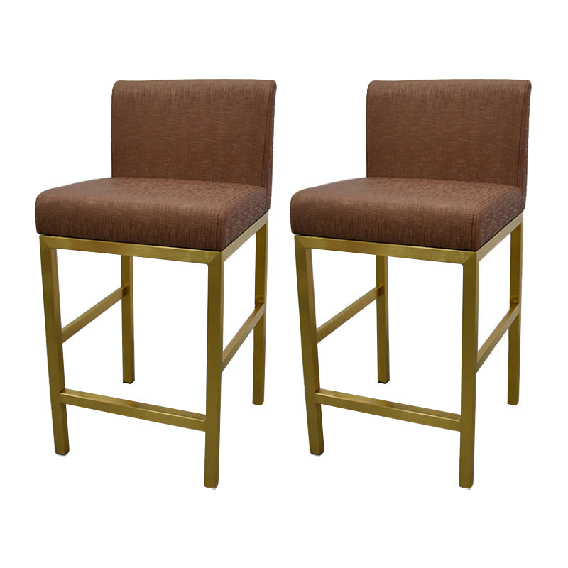 Glam Armless Backrest Counter Stool Stainless Steel Jewelry Store Bar Stool with Cushion Light Brown Gold 2 Piece Set Clearhalo 'Bar Furniture' 'Bar Stools' 'bar_stools' 'furn' 'furn_bar_stools' 'furniture_bar_stools' 'Kitchen & Dining Furniture' 'kitchen&dining_furn' 'kitchen' 'kitchen_furn' Furniture' 4296794