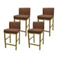 Glam Armless Backrest Counter Stool Stainless Steel Jewelry Store Bar Stool with Cushion Light Brown Gold 4 Piece Set Clearhalo 'Bar Furniture' 'Bar Stools' 'bar_stools' 'furn' 'furn_bar_stools' 'furniture_bar_stools' 'Kitchen & Dining Furniture' 'kitchen&dining_furn' 'kitchen' 'kitchen_furn' Furniture' 4296795