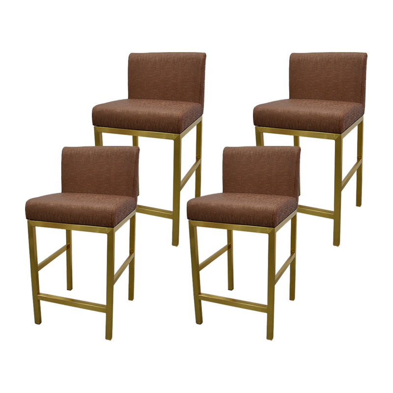 Glam Armless Backrest Counter Stool Stainless Steel Jewelry Store Bar Stool with Cushion Light Brown Gold 4 Piece Set Clearhalo 'Bar Furniture' 'Bar Stools' 'bar_stools' 'furn' 'furn_bar_stools' 'furniture_bar_stools' 'Kitchen & Dining Furniture' 'kitchen&dining_furn' 'kitchen' 'kitchen_furn' Furniture' 4296795