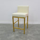 Glam Armless Backrest Counter Stool Stainless Steel Jewelry Store Bar Stool with Cushion Off-White Gold 1 Piece Clearhalo 'Bar Furniture' 'Bar Stools' 'bar_stools' 'furn' 'furn_bar_stools' 'furniture_bar_stools' 'Kitchen & Dining Furniture' 'kitchen&dining_furn' 'kitchen' 'kitchen_furn' Furniture' 4296796