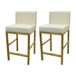 Glam Armless Backrest Counter Stool Stainless Steel Jewelry Store Bar Stool with Cushion Off-White Gold 2 Piece Set Clearhalo 'Bar Furniture' 'Bar Stools' 'bar_stools' 'furn' 'furn_bar_stools' 'furniture_bar_stools' 'Kitchen & Dining Furniture' 'kitchen&dining_furn' 'kitchen' 'kitchen_furn' Furniture' 4296797