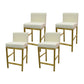 Glam Armless Backrest Counter Stool Stainless Steel Jewelry Store Bar Stool with Cushion Off-White Gold 4 Piece Set Clearhalo 'Bar Furniture' 'Bar Stools' 'bar_stools' 'furn' 'furn_bar_stools' 'furniture_bar_stools' 'Kitchen & Dining Furniture' 'kitchen&dining_furn' 'kitchen' 'kitchen_furn' Furniture' 4296798