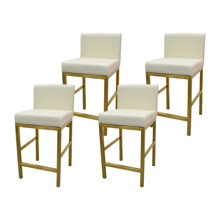 Glam Armless Backrest Counter Stool Stainless Steel Jewelry Store Bar Stool with Cushion Off-White Gold 4 Piece Set Clearhalo 'Bar Furniture' 'Bar Stools' 'bar_stools' 'furn' 'furn_bar_stools' 'furniture_bar_stools' 'Kitchen & Dining Furniture' 'kitchen&dining_furn' 'kitchen' 'kitchen_furn' Furniture' 4296798