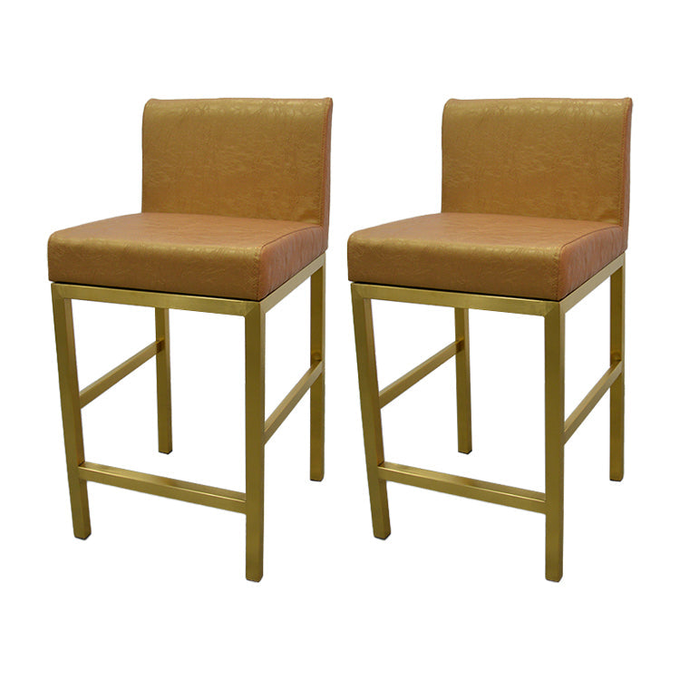 Glam Armless Backrest Counter Stool Stainless Steel Jewelry Store Bar Stool with Cushion Golden Gold 2 Piece Set Clearhalo 'Bar Furniture' 'Bar Stools' 'bar_stools' 'furn' 'furn_bar_stools' 'furniture_bar_stools' 'Kitchen & Dining Furniture' 'kitchen&dining_furn' 'kitchen' 'kitchen_furn' Furniture' 4296800