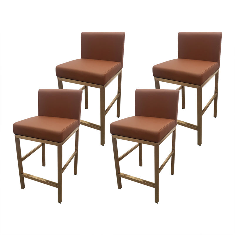 Glam Armless Backrest Counter Stool Stainless Steel Jewelry Store Bar Stool with Cushion Khaki Rose Gold 4 Piece Set Clearhalo 'Bar Furniture' 'Bar Stools' 'bar_stools' 'furn' 'furn_bar_stools' 'furniture_bar_stools' 'Kitchen & Dining Furniture' 'kitchen&dining_furn' 'kitchen' 'kitchen_furn' Furniture' 4296807