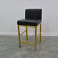 Glam Armless Backrest Counter Stool Stainless Steel Jewelry Store Bar Stool with Cushion Black Gold 1 Piece Clearhalo 'Bar Furniture' 'Bar Stools' 'bar_stools' 'furn' 'furn_bar_stools' 'furniture_bar_stools' 'Kitchen & Dining Furniture' 'kitchen&dining_furn' 'kitchen' 'kitchen_furn' Furniture' 4296808