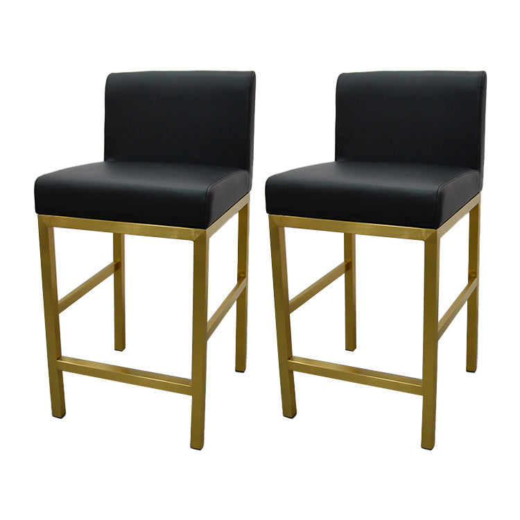 Glam Armless Backrest Counter Stool Stainless Steel Jewelry Store Bar Stool with Cushion Black Gold 2 Piece Set Clearhalo 'Bar Furniture' 'Bar Stools' 'bar_stools' 'furn' 'furn_bar_stools' 'furniture_bar_stools' 'Kitchen & Dining Furniture' 'kitchen&dining_furn' 'kitchen' 'kitchen_furn' Furniture' 4296809