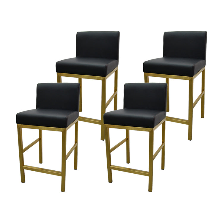 Glam Armless Backrest Counter Stool Stainless Steel Jewelry Store Bar Stool with Cushion Black Gold 4 Piece Set Clearhalo 'Bar Furniture' 'Bar Stools' 'bar_stools' 'furn' 'furn_bar_stools' 'furniture_bar_stools' 'Kitchen & Dining Furniture' 'kitchen&dining_furn' 'kitchen' 'kitchen_furn' Furniture' 4296810