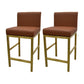 Glam Armless Backrest Counter Stool Stainless Steel Jewelry Store Bar Stool with Cushion Khaki Gold 2 Piece Set Clearhalo 'Bar Furniture' 'Bar Stools' 'bar_stools' 'furn' 'furn_bar_stools' 'furniture_bar_stools' 'Kitchen & Dining Furniture' 'kitchen&dining_furn' 'kitchen' 'kitchen_furn' Furniture' 4296812