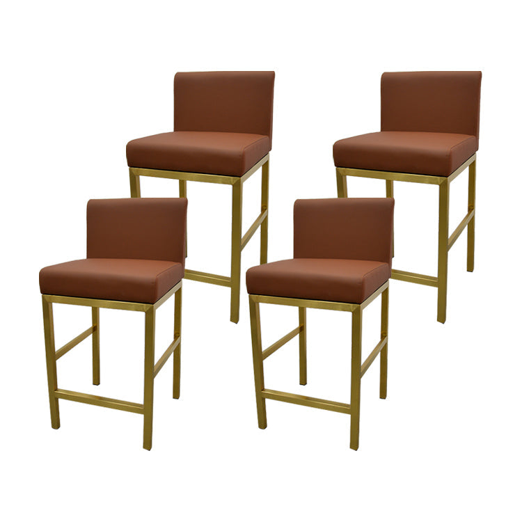 Glam Armless Backrest Counter Stool Stainless Steel Jewelry Store Bar Stool with Cushion Khaki Gold 4 Piece Set Clearhalo 'Bar Furniture' 'Bar Stools' 'bar_stools' 'furn' 'furn_bar_stools' 'furniture_bar_stools' 'Kitchen & Dining Furniture' 'kitchen&dining_furn' 'kitchen' 'kitchen_furn' Furniture' 4296813