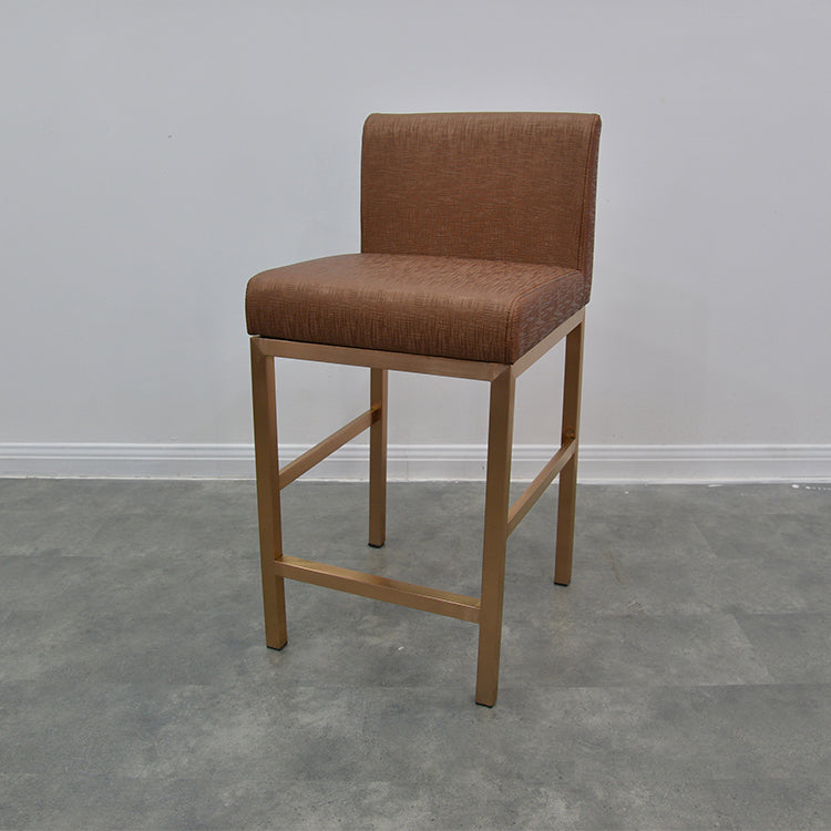 Glam Armless Backrest Counter Stool Stainless Steel Jewelry Store Bar Stool with Cushion Light Brown Rose Gold 1 Piece Clearhalo 'Bar Furniture' 'Bar Stools' 'bar_stools' 'furn' 'furn_bar_stools' 'furniture_bar_stools' 'Kitchen & Dining Furniture' 'kitchen&dining_furn' 'kitchen' 'kitchen_furn' Furniture' 4296814