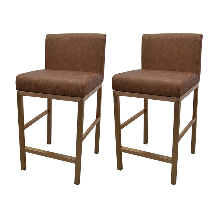 Glam Armless Backrest Counter Stool Stainless Steel Jewelry Store Bar Stool with Cushion Light Brown Rose Gold 2 Piece Set Clearhalo 'Bar Furniture' 'Bar Stools' 'bar_stools' 'furn' 'furn_bar_stools' 'furniture_bar_stools' 'Kitchen & Dining Furniture' 'kitchen&dining_furn' 'kitchen' 'kitchen_furn' Furniture' 4296815
