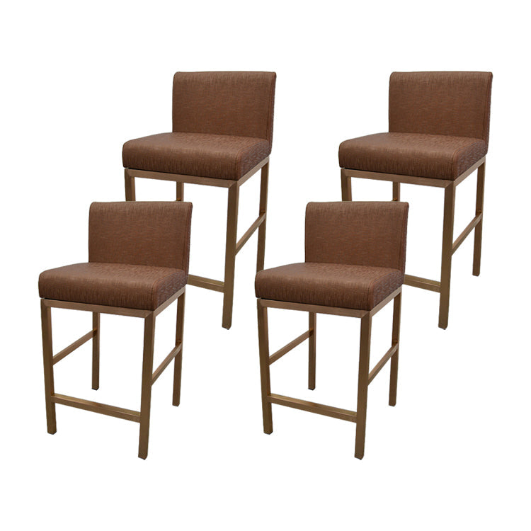 Glam Armless Backrest Counter Stool Stainless Steel Jewelry Store Bar Stool with Cushion Light Brown Rose Gold 4 Piece Set Clearhalo 'Bar Furniture' 'Bar Stools' 'bar_stools' 'furn' 'furn_bar_stools' 'furniture_bar_stools' 'Kitchen & Dining Furniture' 'kitchen&dining_furn' 'kitchen' 'kitchen_furn' Furniture' 4296816