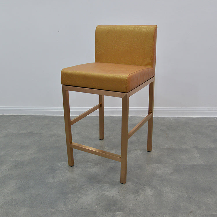 Glam Armless Backrest Counter Stool Stainless Steel Jewelry Store Bar Stool with Cushion Golden Rose Gold 1 Piece Clearhalo 'Bar Furniture' 'Bar Stools' 'bar_stools' 'furn' 'furn_bar_stools' 'furniture_bar_stools' 'Kitchen & Dining Furniture' 'kitchen&dining_furn' 'kitchen' 'kitchen_furn' Furniture' 4296817