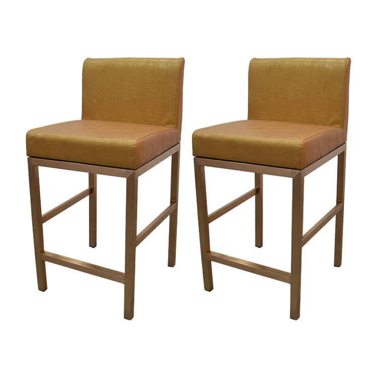 Glam Armless Backrest Counter Stool Stainless Steel Jewelry Store Bar Stool with Cushion Golden Rose Gold 2 Piece Set Clearhalo 'Bar Furniture' 'Bar Stools' 'bar_stools' 'furn' 'furn_bar_stools' 'furniture_bar_stools' 'Kitchen & Dining Furniture' 'kitchen&dining_furn' 'kitchen' 'kitchen_furn' Furniture' 4296818