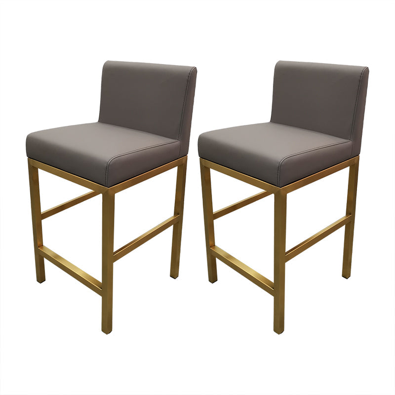 Glam Armless Backrest Counter Stool Stainless Steel Jewelry Store Bar Stool with Cushion Dark Gray Gold 2 Piece Set Clearhalo 'Bar Furniture' 'Bar Stools' 'bar_stools' 'furn' 'furn_bar_stools' 'furniture_bar_stools' 'Kitchen & Dining Furniture' 'kitchen&dining_furn' 'kitchen' 'kitchen_furn' Furniture' 4296821