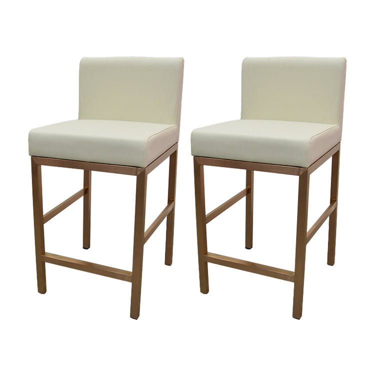 Glam Armless Backrest Counter Stool Stainless Steel Jewelry Store Bar Stool with Cushion Off-White Rose Gold 2 Piece Set Clearhalo 'Bar Furniture' 'Bar Stools' 'bar_stools' 'furn' 'furn_bar_stools' 'furniture_bar_stools' 'Kitchen & Dining Furniture' 'kitchen&dining_furn' 'kitchen' 'kitchen_furn' Furniture' 4296824