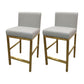 Glam Armless Backrest Counter Stool Stainless Steel Jewelry Store Bar Stool with Cushion Light Gray Gold 2 Piece Set Clearhalo 'Bar Furniture' 'Bar Stools' 'bar_stools' 'furn' 'furn_bar_stools' 'furniture_bar_stools' 'Kitchen & Dining Furniture' 'kitchen&dining_furn' 'kitchen' 'kitchen_furn' Furniture' 4296827