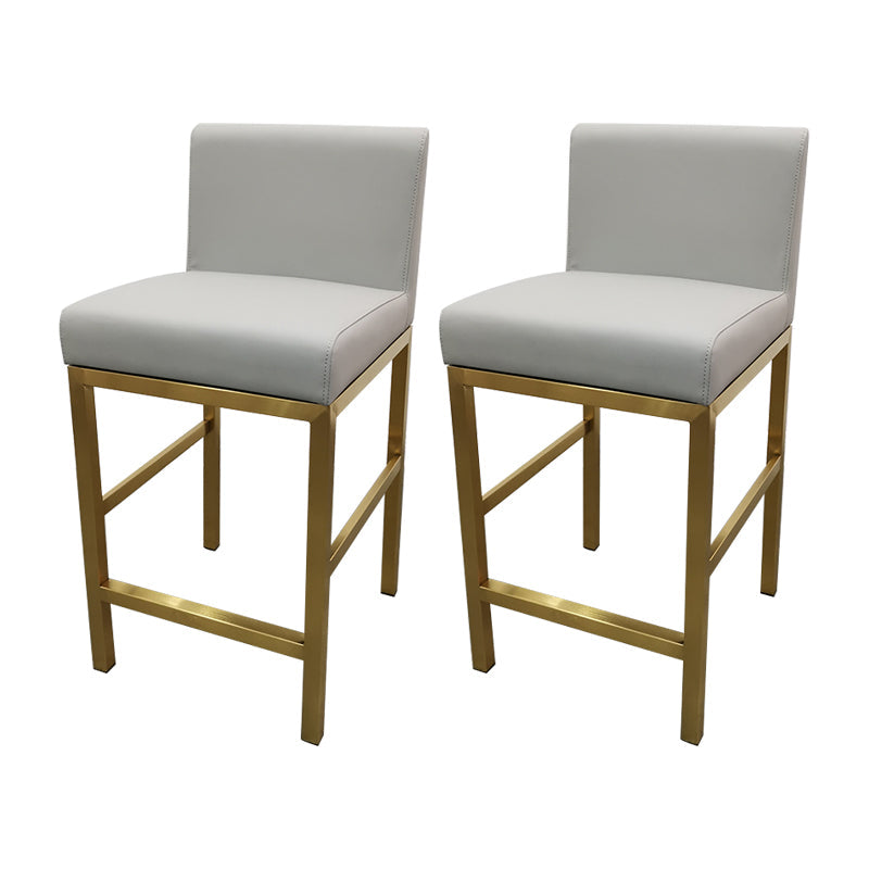 Glam Armless Backrest Counter Stool Stainless Steel Jewelry Store Bar Stool with Cushion Light Gray Gold 2 Piece Set Clearhalo 'Bar Furniture' 'Bar Stools' 'bar_stools' 'furn' 'furn_bar_stools' 'furniture_bar_stools' 'Kitchen & Dining Furniture' 'kitchen&dining_furn' 'kitchen' 'kitchen_furn' Furniture' 4296827