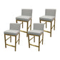 Glam Armless Backrest Counter Stool Stainless Steel Jewelry Store Bar Stool with Cushion Light Gray Gold 4 Piece Set Clearhalo 'Bar Furniture' 'Bar Stools' 'bar_stools' 'furn' 'furn_bar_stools' 'furniture_bar_stools' 'Kitchen & Dining Furniture' 'kitchen&dining_furn' 'kitchen' 'kitchen_furn' Furniture' 4296828