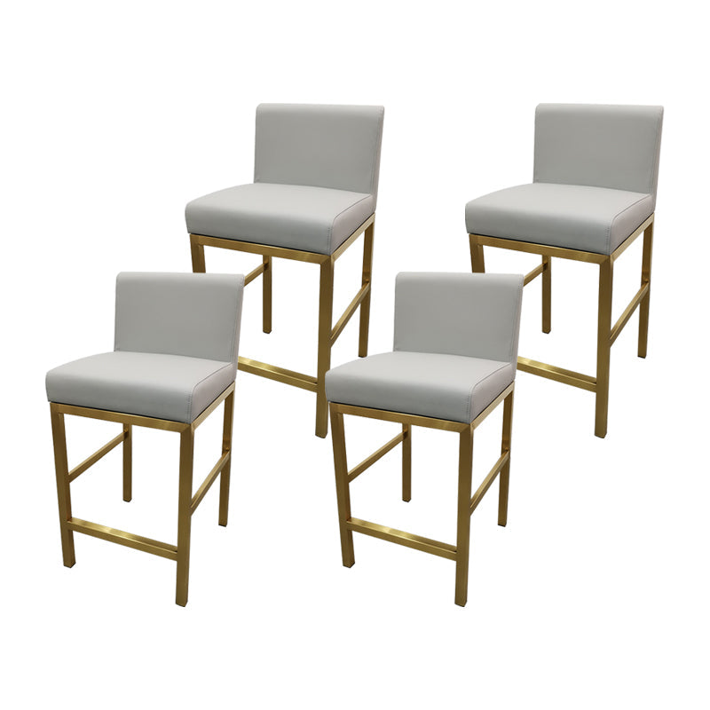 Glam Armless Backrest Counter Stool Stainless Steel Jewelry Store Bar Stool with Cushion Light Gray Gold 4 Piece Set Clearhalo 'Bar Furniture' 'Bar Stools' 'bar_stools' 'furn' 'furn_bar_stools' 'furniture_bar_stools' 'Kitchen & Dining Furniture' 'kitchen&dining_furn' 'kitchen' 'kitchen_furn' Furniture' 4296828