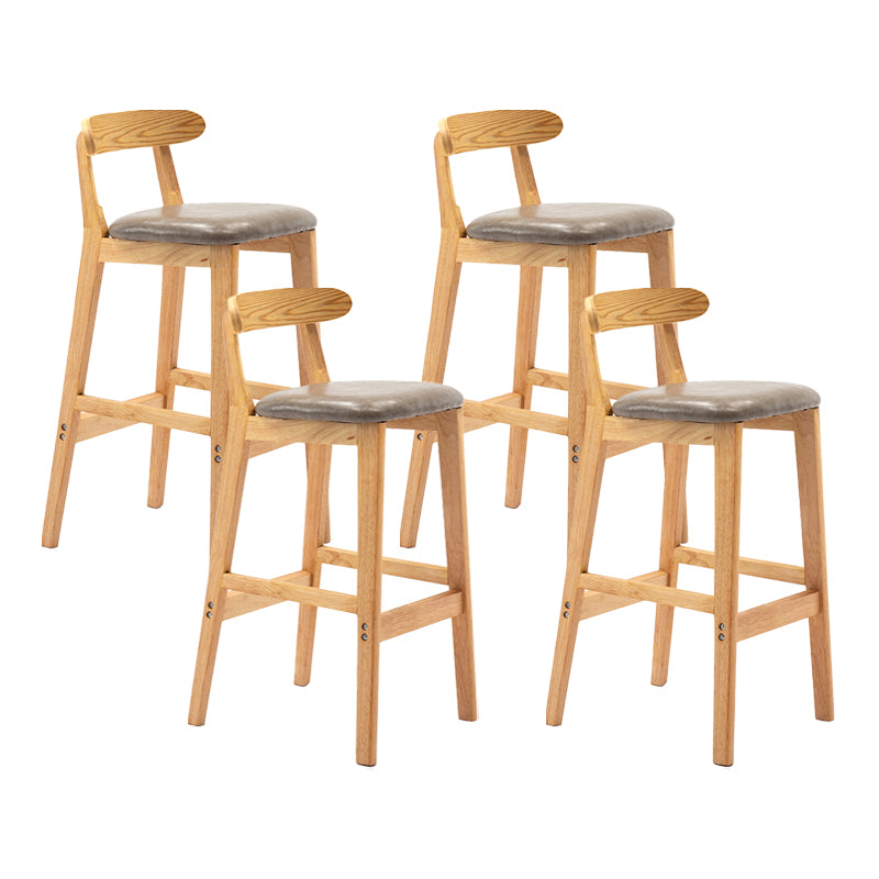 Modern Leather Bar Stool Low Back Low Back Rectangular Counter Stool with Wood Legs Grey Natural 4 Piece Set Clearhalo 'Bar Furniture' 'Bar Stools' 'bar_stools' 'furn' 'furn_bar_stools' 'furniture_bar_stools' 'Kitchen & Dining Furniture' 'kitchen&dining_furn' 'kitchen' 'kitchen_furn' Furniture' 4296833