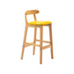 Modern Leather Bar Stool Low Back Low Back Rectangular Counter Stool with Wood Legs Yellow Natural 1 Piece Clearhalo 'Bar Furniture' 'Bar Stools' 'bar_stools' 'furn' 'furn_bar_stools' 'furniture_bar_stools' 'Kitchen & Dining Furniture' 'kitchen&dining_furn' 'kitchen' 'kitchen_furn' Furniture' 4296835