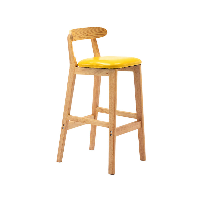 Modern Leather Bar Stool Low Back Low Back Rectangular Counter Stool with Wood Legs Yellow Natural 1 Piece Clearhalo 'Bar Furniture' 'Bar Stools' 'bar_stools' 'furn' 'furn_bar_stools' 'furniture_bar_stools' 'Kitchen & Dining Furniture' 'kitchen&dining_furn' 'kitchen' 'kitchen_furn' Furniture' 4296835