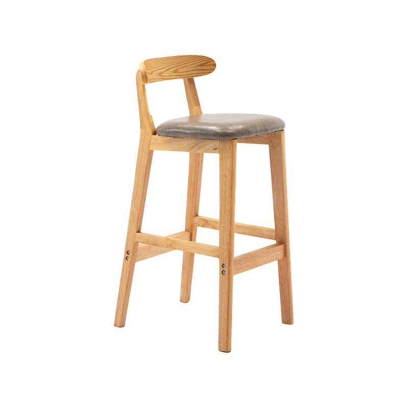 Modern Leather Bar Stool Low Back Low Back Rectangular Counter Stool with Wood Legs Grey Natural 1 Piece Clearhalo 'Bar Furniture' 'Bar Stools' 'bar_stools' 'furn' 'furn_bar_stools' 'furniture_bar_stools' 'Kitchen & Dining Furniture' 'kitchen&dining_furn' 'kitchen' 'kitchen_furn' Furniture' 4296839