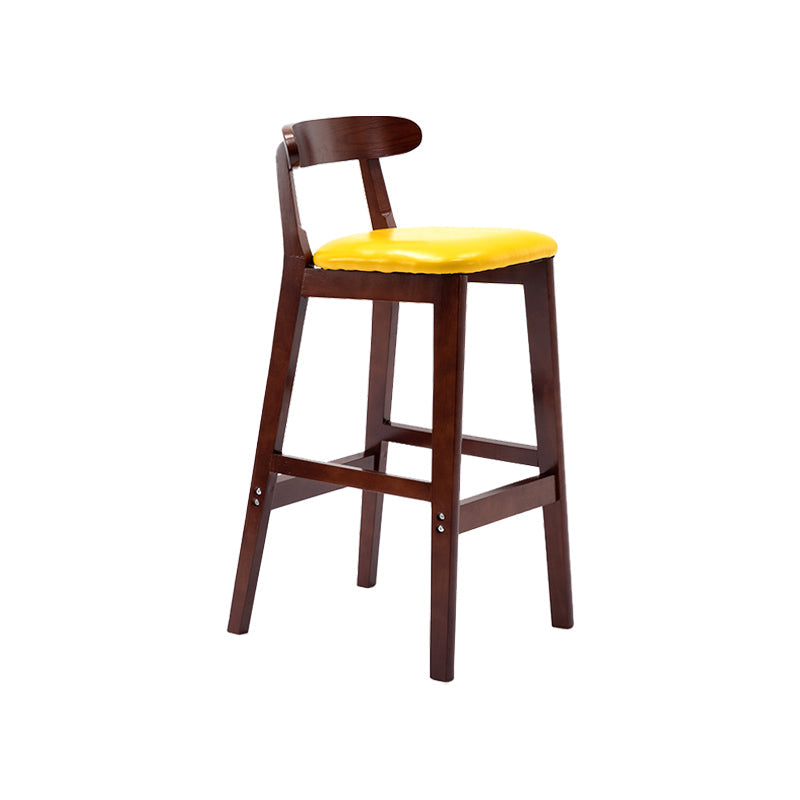 Modern Leather Bar Stool Low Back Low Back Rectangular Counter Stool with Wood Legs Yellow Brown 1 Piece Clearhalo 'Bar Furniture' 'Bar Stools' 'bar_stools' 'furn' 'furn_bar_stools' 'furniture_bar_stools' 'Kitchen & Dining Furniture' 'kitchen&dining_furn' 'kitchen' 'kitchen_furn' Furniture' 4296840