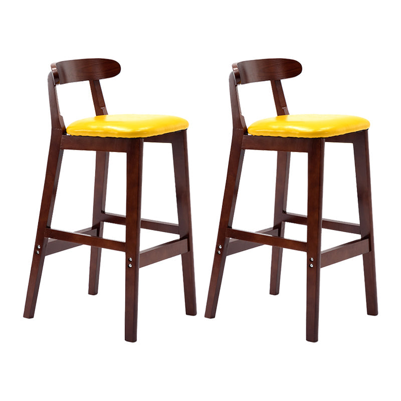Modern Leather Bar Stool Low Back Low Back Rectangular Counter Stool with Wood Legs Yellow Brown 2 Piece Set Clearhalo 'Bar Furniture' 'Bar Stools' 'bar_stools' 'furn' 'furn_bar_stools' 'furniture_bar_stools' 'Kitchen & Dining Furniture' 'kitchen&dining_furn' 'kitchen' 'kitchen_furn' Furniture' 4296842