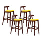Modern Leather Bar Stool Low Back Low Back Rectangular Counter Stool with Wood Legs Yellow Brown 4 Piece Set Clearhalo 'Bar Furniture' 'Bar Stools' 'bar_stools' 'furn' 'furn_bar_stools' 'furniture_bar_stools' 'Kitchen & Dining Furniture' 'kitchen&dining_furn' 'kitchen' 'kitchen_furn' Furniture' 4296845