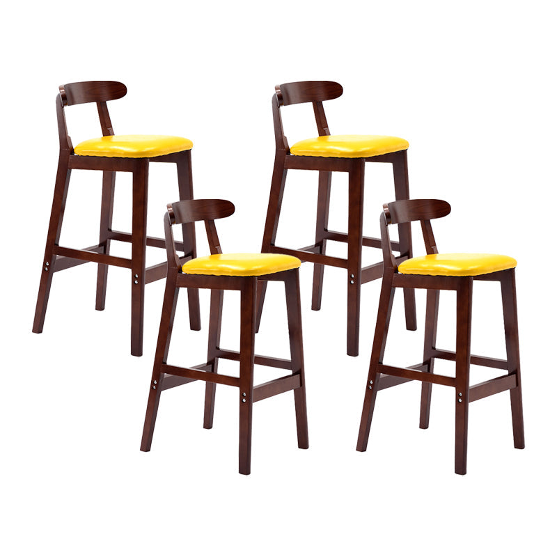 Modern Leather Bar Stool Low Back Low Back Rectangular Counter Stool with Wood Legs Yellow Brown 4 Piece Set Clearhalo 'Bar Furniture' 'Bar Stools' 'bar_stools' 'furn' 'furn_bar_stools' 'furniture_bar_stools' 'Kitchen & Dining Furniture' 'kitchen&dining_furn' 'kitchen' 'kitchen_furn' Furniture' 4296845