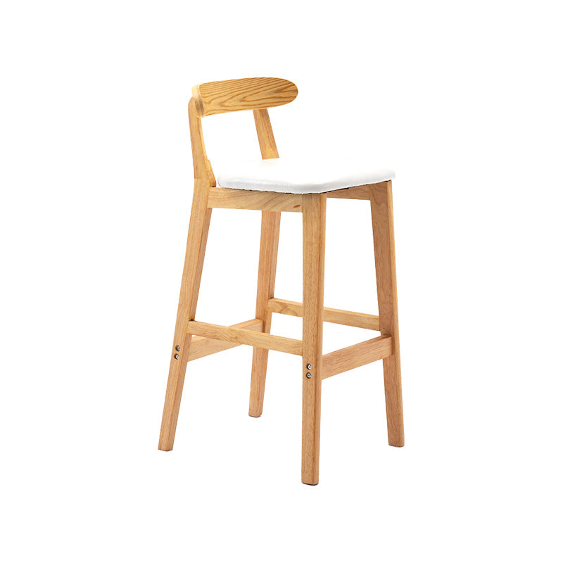 Modern Leather Bar Stool Low Back Low Back Rectangular Counter Stool with Wood Legs White Natural 1 Piece Clearhalo 'Bar Furniture' 'Bar Stools' 'bar_stools' 'furn' 'furn_bar_stools' 'furniture_bar_stools' 'Kitchen & Dining Furniture' 'kitchen&dining_furn' 'kitchen' 'kitchen_furn' Furniture' 4296847