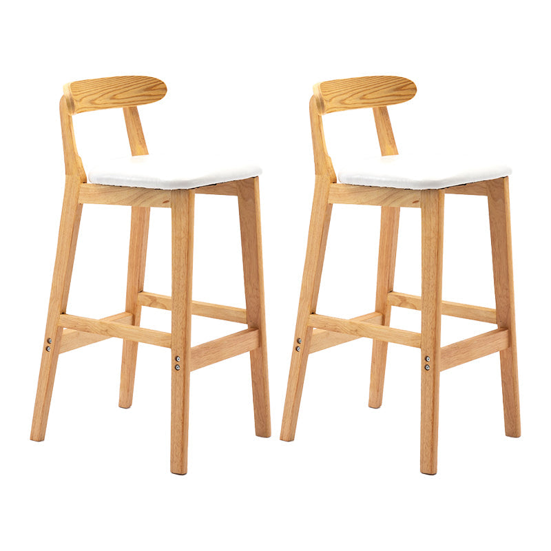 Modern Leather Bar Stool Low Back Low Back Rectangular Counter Stool with Wood Legs White Natural 2 Piece Set Clearhalo 'Bar Furniture' 'Bar Stools' 'bar_stools' 'furn' 'furn_bar_stools' 'furniture_bar_stools' 'Kitchen & Dining Furniture' 'kitchen&dining_furn' 'kitchen' 'kitchen_furn' Furniture' 4296848