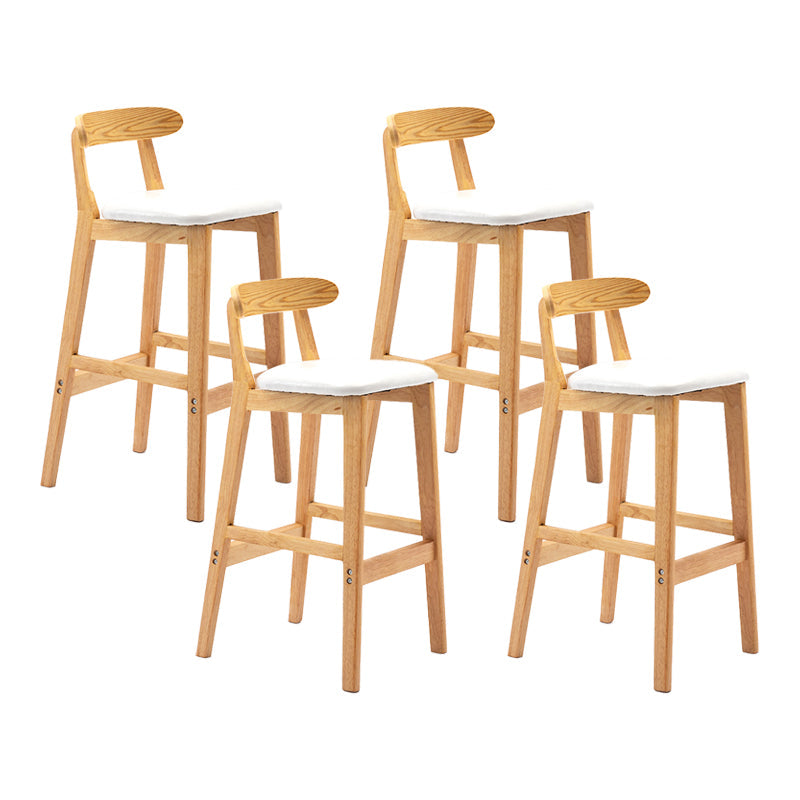 Modern Leather Bar Stool Low Back Low Back Rectangular Counter Stool with Wood Legs White Natural 4 Piece Set Clearhalo 'Bar Furniture' 'Bar Stools' 'bar_stools' 'furn' 'furn_bar_stools' 'furniture_bar_stools' 'Kitchen & Dining Furniture' 'kitchen&dining_furn' 'kitchen' 'kitchen_furn' Furniture' 4296850