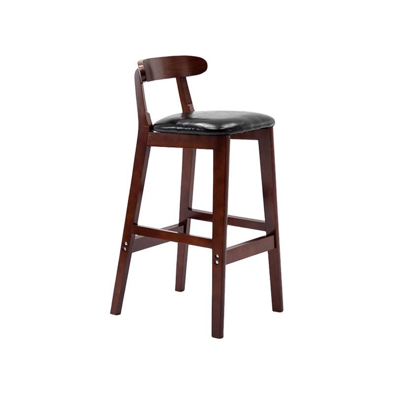Modern Leather Bar Stool Low Back Low Back Rectangular Counter Stool with Wood Legs Black Brown 1 Piece Clearhalo 'Bar Furniture' 'Bar Stools' 'bar_stools' 'furn' 'furn_bar_stools' 'furniture_bar_stools' 'Kitchen & Dining Furniture' 'kitchen&dining_furn' 'kitchen' 'kitchen_furn' Furniture' 4296853
