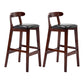 Modern Leather Bar Stool Low Back Low Back Rectangular Counter Stool with Wood Legs Black Brown 2 Piece Set Clearhalo 'Bar Furniture' 'Bar Stools' 'bar_stools' 'furn' 'furn_bar_stools' 'furniture_bar_stools' 'Kitchen & Dining Furniture' 'kitchen&dining_furn' 'kitchen' 'kitchen_furn' Furniture' 4296855
