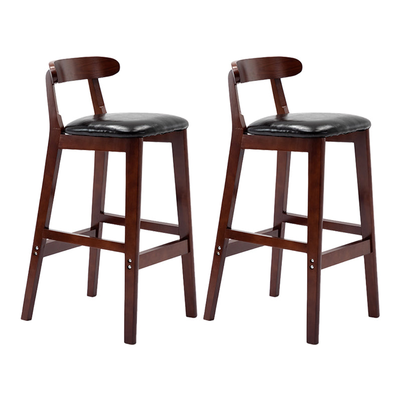 Modern Leather Bar Stool Low Back Low Back Rectangular Counter Stool with Wood Legs Black Brown 2 Piece Set Clearhalo 'Bar Furniture' 'Bar Stools' 'bar_stools' 'furn' 'furn_bar_stools' 'furniture_bar_stools' 'Kitchen & Dining Furniture' 'kitchen&dining_furn' 'kitchen' 'kitchen_furn' Furniture' 4296855