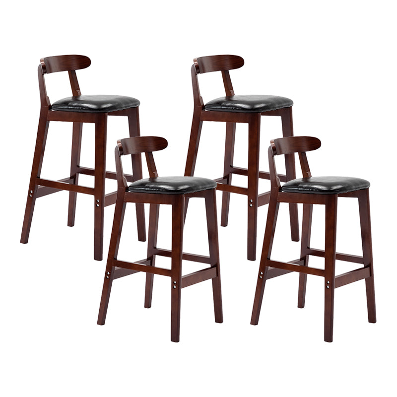 Modern Leather Bar Stool Low Back Low Back Rectangular Counter Stool with Wood Legs Black Brown 4 Piece Set Clearhalo 'Bar Furniture' 'Bar Stools' 'bar_stools' 'furn' 'furn_bar_stools' 'furniture_bar_stools' 'Kitchen & Dining Furniture' 'kitchen&dining_furn' 'kitchen' 'kitchen_furn' Furniture' 4296856